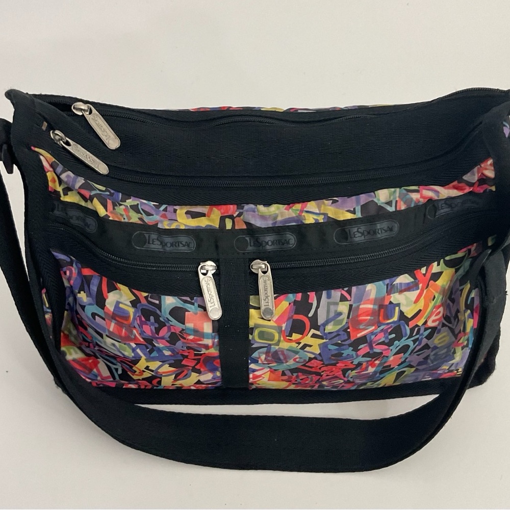 LeSportsac multi-colored lightweight crossbody travel tote bag